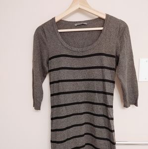 Grey Striped Sweater Dress